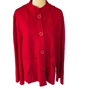 Coldwater Creek Red Rayon Wool Jacket Top Warm for Winter Size XL